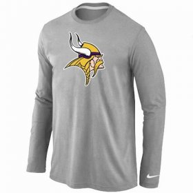 Wholesale Cheap Nike Minnesota Vikings Logo Long Sleeve T-Shirt Grey