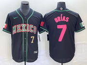 Wholesale Cheap Men's Mexico Baseball #7 Julio Urias Number 2023 Black Pink World Classic Stitched Jersey5