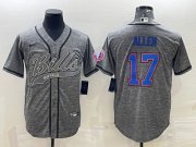 Wholesale Cheap Men's Buffalo Bills #17 Josh Allen Gray With Patch Cool Base Stitched Baseball Jersey