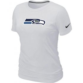 Wholesale Cheap Women\'s Nike Seattle Seahawks Logo NFL T-Shirt White