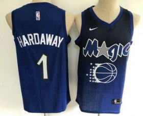 Wholesale Cheap Men\'s Orlando Magic #1 Penny Hardaway Blue with Black Salute Nike Swingman Stitched NBA Jersey