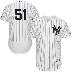 Wholesale Cheap Yankees #51 Bernie Williams White Strip Flexbase Authentic Collection Stitched MLB Jersey