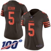 Wholesale Cheap Nike Browns #5 Case Keenum Brown Women's Stitched NFL Limited Rush 100th Season Jersey