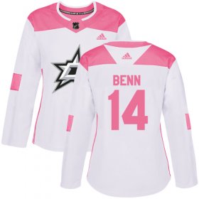 Wholesale Cheap Adidas Stars #14 Jamie Benn White/Pink Authentic Fashion Women\'s Stitched NHL Jersey