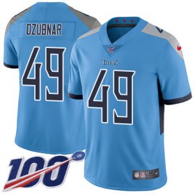 Wholesale Cheap Nike Titans #49 Nick Dzubnar Light Blue Alternate Youth Stitched NFL 100th Season Vapor Untouchable Limited Jersey