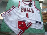 Wholesale Cheap Chicago Bulls 1 Derek Rose white color swingman Basketball Suit