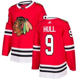 Wholesale Cheap Adidas Blackhawks #9 Bobby Hull Red Home Authentic Stitched NHL Jersey