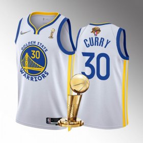 Wholesale Cheap Men\'s Golden State Warriors #30 Stephen Curry White 2022 NBA Finals Champions Stitched Jersey