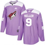 Wholesale Cheap Adidas Coyotes #9 Clayton Keller Purple Authentic Fights Cancer Stitched NHL Jersey