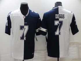 Wholesale Cheap Men\'s Dallas Cowboys #7 Trevon Diggs White Blue Two Tone 2021 Vapor Untouchable Stitched NFL Nike Limited Jersey