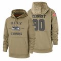 Wholesale Cheap Seattle Seahawks #90 Jadeveon Clowney Nike Tan 2019 Salute To Service Name & Number Sideline Therma Pullover Hoodie