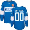 Wholesale Cheap Men's Adidas Team Finland Personalized Authentic Blue Road 2016 World Cup NHL Jersey