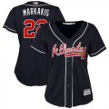 Wholesale Cheap Braves #22 Nick Markakis Navy Blue Alternate Women's Stitched MLB Jersey