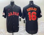 Cheap Men's Japan Baseball #16 Shohei Ohtani 2023 Black World Classic Stitched Jersey
