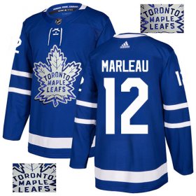 Wholesale Cheap Adidas Maple Leafs #12 Patrick Marleau Blue Home Authentic Fashion Gold Stitched NHL Jersey