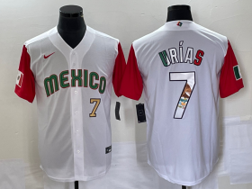 Wholesale Cheap Men\'s Mexico Baseball #7 Julio Urias Number 2023 White Red World Classic Stitched Jersey11