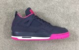 Wholesale Cheap Air Jordan 4 GS Denim Shoes Dark blue/pink-black
