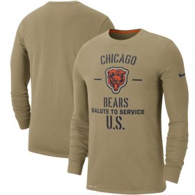 Wholesale Cheap Men\'s Chicago Bears Nike Tan 2019 Salute to Service Sideline Performance Long Sleeve Shirt