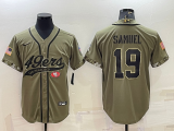 Wholesale Cheap Men's San Francisco 49ers #19 Deebo Samuel 2022 Olive Salute to Service Cool Base Stitched Baseball Jersey