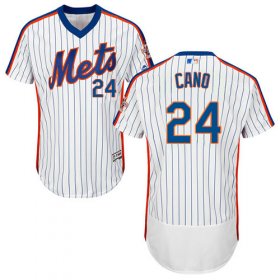 Wholesale Cheap Mets #24 Robinson Cano White(Blue Strip) Flexbase Authentic Collection Alternate Stitched MLB Jersey