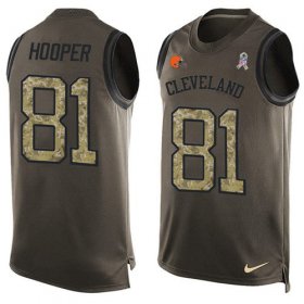 Wholesale Cheap Nike Browns #81 Austin Hooper Green Men\'s Stitched NFL Limited Salute To Service Tank Top Jersey