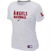 Wholesale Cheap Women's Los Angeles Angels Nike Short Sleeve Practice MLB T-Shirt White