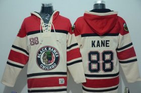 Wholesale Cheap Blackhawks #88 Patrick Kane Cream Sawyer Hooded Sweatshirt Stitched NHL Jersey