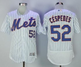Wholesale Cheap Mets #52 Yoenis Cespedes White(Blue Strip) Flexbase Authentic Collection Stitched MLB Jersey
