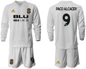 Wholesale Cheap Valencia #9 Paco Alcacer Home Long Sleeves Soccer Club Jersey