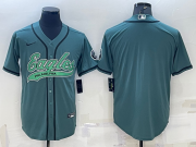 Wholesale Cheap Men's Philadelphia Eagles Blank Green With Patch Cool Base Stitched Baseball Jersey