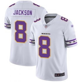 Wholesale Cheap Nike Ravens #8 Lamar Jackson White Men\'s Stitched NFL Limited Team Logo Fashion Jersey