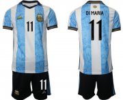 Cheap Men's Argentina #11 Di maria White Blue Home Soccer Jersey Suit