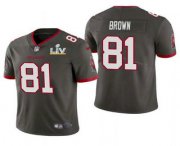 Wholesale Cheap Men's Tampa Bay Buccaneers #81 Antonio Brown Grey 2021 Super Bowl LV Limited Stitched NFL Jersey
