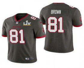 Wholesale Cheap Men\'s Tampa Bay Buccaneers #81 Antonio Brown Grey 2021 Super Bowl LV Limited Stitched NFL Jersey