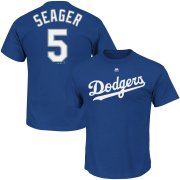 Wholesale Cheap Los Angeles Dodgers #5 Corey Seager Majestic Official Name and Number T-Shirt Royal
