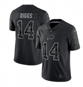 Wholesale Cheap Men\'s Buffalo Bills #14 Stefon Diggs Black Reflective Limited Stitched Football Jersey