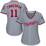 Wholesale Cheap Nationals #11 Ryan Zimmerman Grey Road 2019 World Series Champions Women's Stitched MLB Jersey
