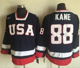 Wholesale Cheap Team USA #88 Patrick Kane Navy Blue 2010 Olympic 1960 Throwback Stitched NHL Jersey