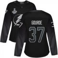 Cheap Adidas Lightning #37 Yanni Gourde Black Alternate Authentic Women's 2020 Stanley Cup Champions Stitched NHL Jersey