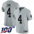 Wholesale Cheap Nike Raiders #4 Derek Carr Silver Men's Stitched NFL Limited Inverted Legend 100th Season Jersey