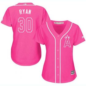 Wholesale Cheap Angels #30 Nolan Ryan Pink Fashion Women\'s Stitched MLB Jersey
