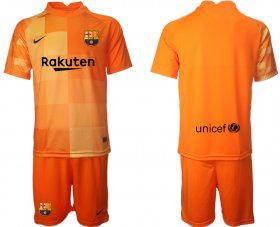 Wholesale Cheap Men 2021-2022 Club Barcelona orange red goalkeeper blank Soccer Jersey