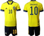 Wholesale Cheap Men 2021 European Cup Sweden home yellow 10 Soccer Jersey1