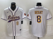Cheap Men's Los Angeles Lakers #8 Kobe Bryant White Cool Base Stitched Baseball Jerseys