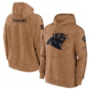 Wholesale Cheap Men's Carolina Panthers 2023 Brown Salute to Service Pullover Hoodie