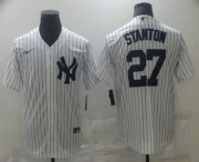 Wholesale Cheap Men's New York Yankees #27 Giancarlo Stanton White Stitched MLB Cool Base Nike Jersey