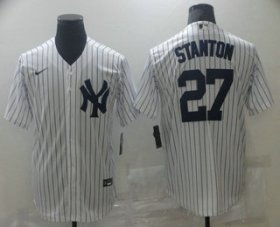Wholesale Cheap Men\'s New York Yankees #27 Giancarlo Stanton White Stitched MLB Cool Base Nike Jersey