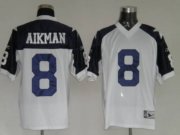 Wholesale Cheap Cowboys #8 Troy Aikman White Thanksgiving Stitched Throwback NFL Jersey