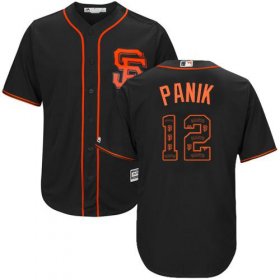 Wholesale Cheap Giants #12 Joe Panik Black Team Logo Fashion Stitched MLB Jersey