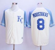 Wholesale Cheap Royals #8 Mike Moustakas Cream Exclusive Vintage Stitched MLB Jersey